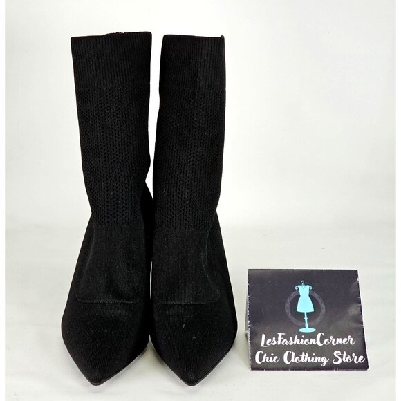 Staccato Women's Black Knit Pointed Toe Mid Socks Boots Red Heels Sz 9.5 40 314 - Picture 12 of 16